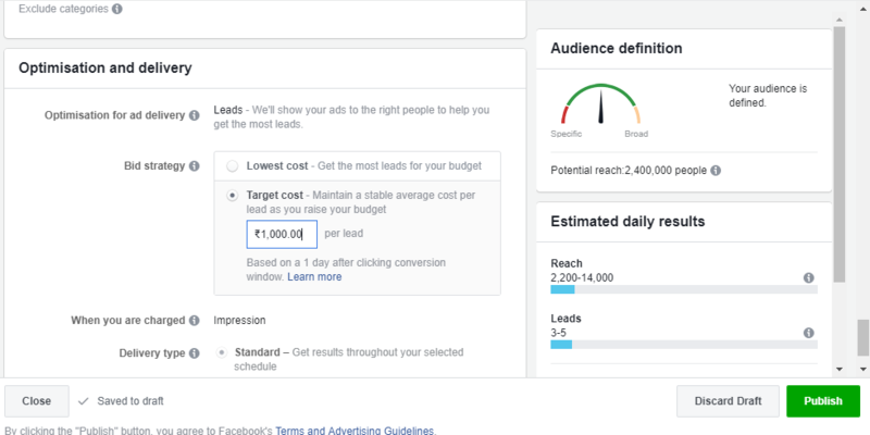 Facebook Ad campaign set step 5